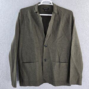 Banana Republic Supima Cardigan Mens Medium Olive Green Button Sweater Cotton
